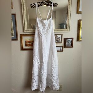 Madewell White Linen Maxi Dress with Eyelet Hem